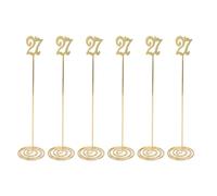 6 Pièces Numéros de Table Métalliques, Numéro de Table Haut en Fer Inoxydable avec Socle Courbé Stable pour Mariage Banquet Fête Réception, Ensemble de Numérotation Élégant à Finit (27)