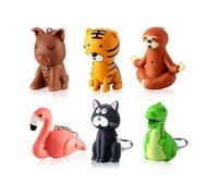 6 Pieces Nurse Flashlight Pediatric Nurse Flashlight Keychain Animal Flashlight Puppy Keychain Tiger Flamingo Sloth Dinosaur Cat Flashlight Keychain P
