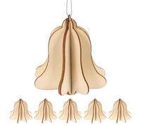 6 Pièces Ornement de Noël en Bois à Suspendre, Lot Décoratif Léger | Bois Beige à Surface Lisse, Trou Prépercé pour Corde, Usage Vitrine, Porche et Décor Saisonnier
