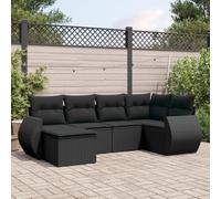 6 Pieces Outdoor Patio Furniture Set Black Wicker Resin with Cushions, Garden Sofa Set for Backyard Terrace Poolside, Modular Waterproof Rattan Sectional Seating Group, UV Resistant & Easy to Clean
