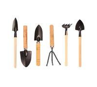 6 Pièces Outils de Jardinage Miniatures - Kit Pelle, Râteau, Griffe pour Plantation, Désherbage, Sol - Acier Inoxydable & Poignée en Bois - Idéal Balcon, Potager, Cadeau Jardinier Débutant