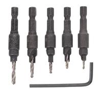 6 Pièces Ouvre-trous pour Menuisier 5 6 8 10 12 Acier Rapide Noir | Perceuse D’établi et Perceuse Électrique, Bois Aggloméré et Pvc, Coupe Rapide, Trous Nets, Lot Complet