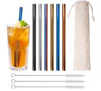 6 Pièces Paille Droite en Métal 12mm pour Bubble Tea - Inox Réutilisable à Large Ouverture, Vont au Lave-Vaisselle, Coloré