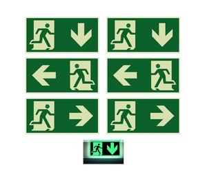 6 Pièces Panneau Issue de Secours,Sortie D'urgence 300x150mm,"Gauche", "Droite" et "Dessous"Panneaux de Sortie de Secours, Utilisé pour les Tunnel, Hôtel, École, Immeuble de Bureaux, Cinéma