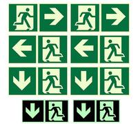 6 Pièces Panneau Sortie de Secours Autocollante,Autocollant Sortie Secours | Panneau Direction Urgence,Autocollant Sécurité Photoluminescent,Plaque Sortie Urgence,Emergency Exit Sign,Issue de Secours
