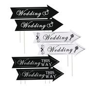 6 pièces panneaux de stationnement directionnels de mariage avec piquets imprimés double face mariage et blanc panneau signalisation directionnel extérieur décor d'alimentation pour cérémonie et récep