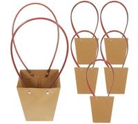 6 Pièces Paquet à Bouquets à Main en Papier Kraft Marron