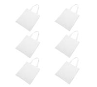 6 Pièces Paquet Fourre-tout en Toile Blanche à Décorer, Grand Format, | Poignées Solides, Surface Vierge à Peindre, pour Courses, Ateliers Créatifs, Élèves et Enseignants