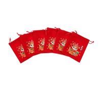 6 Pièces Paquet Présent Rouge 2025 en Tissu à Cordon pour Bonbons | Réutilisable, Fermeture à Cordon, Présentation Festive, pour Étrennes et Célébrations du Nouvel An Chinois