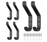 6 Pièces Patère Murale, Rétro Crochet Porte Manteau Métal, Vintage Noir Crochets Mural Muraux Double Manteaux Patères Coat Hooks avec Vis pour Porte Manteau Salle de Bain Cuisine