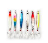 6 pièces Peche Kits Leurres, Pêche Jig Métal Appâts Poissons 7.65cm 4# Crochets Crankbait, Plomb Coulée Tranche Leurres de Pêche Filature Crochet de Pêche Artificiel Leurres Attaquer