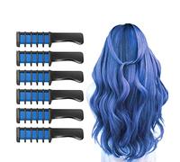 6 Pièces Peigne à Craie pour Cheveux,Cheveux Craie Peignes de Craie Temporaire Dye Couleur de Brosse pour Filles Enfants Cadeau d'anniversaire, Fête, Cosplay（Bleu）