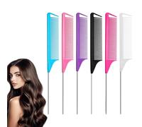 6 Pièces Peigne de Coupe Cheveux Fibre Carbone Queue Rat, peigne de Coiffant Coiffure Antistatique en Acier Inoxydable Résistant Ensemble Peigne Séparation Teasing pour Salon Coiffure (Type 2)
