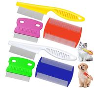6 Pièces Peignes à Poux pour Animal de Compagnie Peigne de Toilettage à Puces de Chien Peigne Anti-Taches de Larme de Chat pour Élimination (Blanc, Jaune, Vert, Violet, Orange, Bleu Foncé)