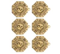 6 Pièces Pendentif Charme Taoïste Yin Breloque Huit Diagrammes | Finition Rétro Artisanale, Relief Marqué, Travail de Polissage Manuel, Style Créatif pour Bijou Suspendu