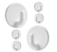 6 Pièces Petit Crochet Mural Auto-adhésif Blanc ABS pour Rangement | Fixation sans Perçage, Design Rond Minimaliste, pour Surfaces Lisses, la Cuisine et Salon, Organise Petits Objets