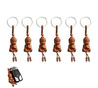 6 Pièces Petit Porte-CléS Bouddha en Bois