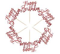 6 Pièces Pics à Gâteau D’anniversaire Pailletés en Papier Rouge | Décorations pour Pâtisseries, Insertion Facile et Tenue Sûre, pour Anniversaire et Vitrine de Boulangerie
