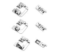 6 Pièces Pied de biche Machine a Coudre, 3 Pieds à Ourlet rouléétroit (3/4/6 mm), 3 Pieds presseurs à Ourlet roulé Large (4/8,6/8,8/8 Pouces), Accessoire DIY pour Machine À Coudre Domestique