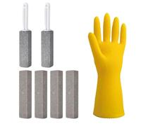 6 Pièces Pierre Ponce WC avec Manche - Bamyli Kit Nettoyage Écologique pour Toilettes, Barbecue et Plancha, Pierre Abrasive Krampouz Compatible, sans Produit Chimique