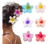 6 Pièces Pince Cheveux Fleur, 8cm Cheveux Fleurs Artificielle en Plastique Grip, jolie pince à cheveux hawaïenne, Pince à Griffes Fleur Antidérapante pour Femme