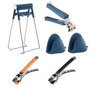 6 Pièces Pince pour Plat Chaud Air Fryer, Lève Assiette + Pince pour Bol + Gants Anti Brûlure, Antidérapants, Soulèvent les Bols Chauds et les Plaques Chauffantes à Différents Angles (bleu)