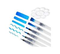 6 Pièces Pinceau Aquarelle Réservoir d'eau avec Palette, Stylos de Brosse à Eau, Idéal pour Dessiner, Concevoir et Colorier des Mangas, des Dessins,
