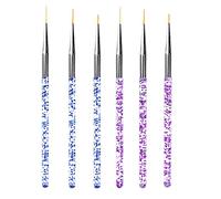 6 pièces Pinceaux en Détail à Ongles, Pinceaux Peinture Professionnels Pinceaux en Détail à Ongles Trousse pour DIY Nail Art Designs, Bleu + Violet