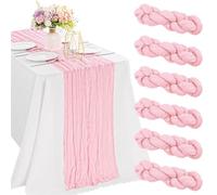 6 Pieces Pink 10FT Cheesecloth Table Runner Boho Gauze Fabric Table Runner Rustic Sheer Runner for Wedding Birthday Baby Shower Party Boho Table Decoration（Pink）
