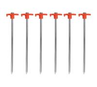 6 Pièces Piquets Robustes de Tente en Acier PP Orange pour Camping | Ancrage Sûr, Pose et Retrait Faciles, Forte Tenue dans Sable et Neige, pour Bâches et Haubans