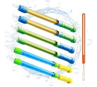 6 Pièces Pistolet a Eau en Plastique pour Enfants et Adultes avec Lanière de Poignet Silicone Pistolet Eau Ajustable Jouet D’Eau Canon à Eau Water Gun Applicable à Piscine Plage Couleur Aléatoire