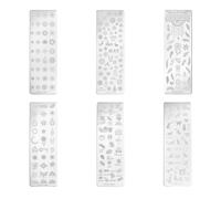 6 Pièces Plaque de Stamping Nail Art en Acier, Motifs Floraux | Gravure Précise, Résiste la Déformation, Résiste la Rouille aux Cassures, Usage Professionnel et Apprentissage
