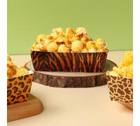 6 pièces Plateau en papier avec motif animal de la jungle, boîte à pop-corn, boîte alimentaire, plateau de présentation pour cadeaux pour la décoration d'une fête d'anniversaire ou une baby shower sur