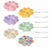 6 Pièces Plateau Repas Compartiment avec 6 Fourchettes à Fruit, Plateau Aperitif Dinatoire Réutilisable, Collation Plateau Plateau de Service Assiette Compartiment pour Apéritif Bonbons Fruits Noix