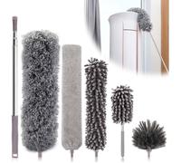 6 Pièces Plumeau Télescopique,Tête de Loup 25-252cm,Microfibre Lavable,Balai Toile d'Araignée,Pour Plafonds,Meubles,Stores