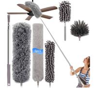 6 Pièces Plumeau Télescopique - Tête de Loup 30 - 254cm - Microfibre Lavable - avec Tête Nettoyage Différentes