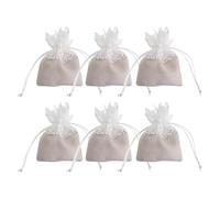 6 Pièces Pochette Présent de Mariage Beige en Tissu pour Bonbons | Style Élégant, Usage Cérémonie et Festival, Création D’ambiance Romantique, Rangement des Douceurs