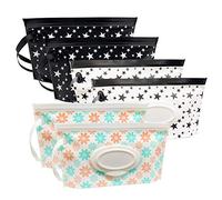 6 Pièces Pochettes de Lingettes Humides, Sac à Lingettes Mouillées Portable, Distributeur Pochette Boîte de Rangement de Lingettes Humides Réutilisable pour Bébé Lingettes (Style 03)