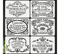 6 pièces Pochoirs de peinture anglaise réutilisables - Pour peindre sur le bois, le sol, le mur, le carrelage, le tissu, les meubles. Pochoirs de peinture de modèle anglais APET