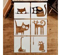 6 pièces Pochoirs de peinture de chat - Taille grand format 6x6 pouces, motifs de chat DIY, convient pour la création artistique, le scrapbooking, la fabrication de cartes de vœux, la peinture sur can