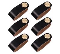 6 Pièces Poignée de Tiroir en Cuir PU Noire pour Commode et Meuble | Installation Simple, Toucher Confortable, Antistatique, Réduit les Chocs, pour Placard et Salle de Bain