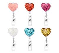 6 Pièces Porte-Badges Avec Clip Rétractable,Porte-Clés Retractable,Pour Infirmière,Médecins,Cartes D'identité,Cartes De Nom,Hôpital,Bureau