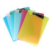 6 Pièces Porte-bloc A4 avec Pince, Transparent Plastique Clip planches pour papier d'écriture Memo des dossiers, Planchettes à pince Idéal pour le Travail Quotidien, 5 Couleurs