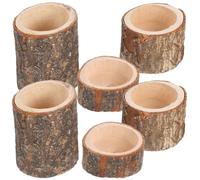 6 Pièces Porte Bougies de Table en Bois Marron, Support Compact | Usage Bureau et Décoration de Table, Style Moderne Minimaliste, Portable, Résistant à Déformation