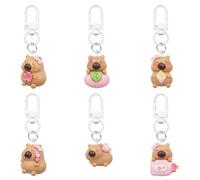 6 Pièces Porte Clés Capybara, Porte Clé, Porte Clef Fille, Porte Clef Kawaii, Porte-Clés pour Filles et Femmes, Cadeau pour Filles (1,5 * 5 cm, Capybara)