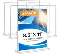 6 Pièces Porte-Document A4 en Acrylique Transparent, Double Face Acrylique Support en Forme de T, Présentoir de Comptoir, Publicité, Cadre Photo, Pancartes, Brochures, Dépliants, Menus, Affichage