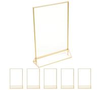 6 Pièces Porte-panneau en Acrylique à Bord Doré, Magasins | Présentoir Réutilisable, Stabilité sur Table et Démontage Compact, pour Flyers et Rappels au Bureau ou Accueil