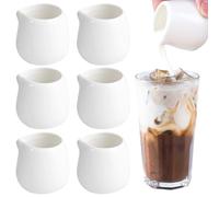 6 Pièces Pot à Lait en Porcelaine en Sans Poignée 50 ml | Mini Petit pot à crème en céramique Blanche Pour Lait, Sauce, Café, Sauces - Cuisine, Bar, Café