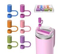 6 pièces pour accessoires stanley cup, cache-paille en silicone, embout de paille pour stanley quencher gobelet 30/40 oz, adapté aux pailles en plastique de 10 mm avec boîte de rangement compacte