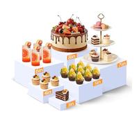 6 Pièces Presentoir Aperitif Buffet, Presentoir a Gateau Présentoirs à Dessert en Acrylique avec Fond Creux, Cube Présentoir Buffet Rehausseurs de Buffet Support Buffet Mariage pour Traiteur Figurines